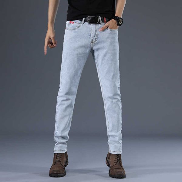 

2021 men's spring and autumn stretch men's jeans fashion korean slim leggings pants, Blue