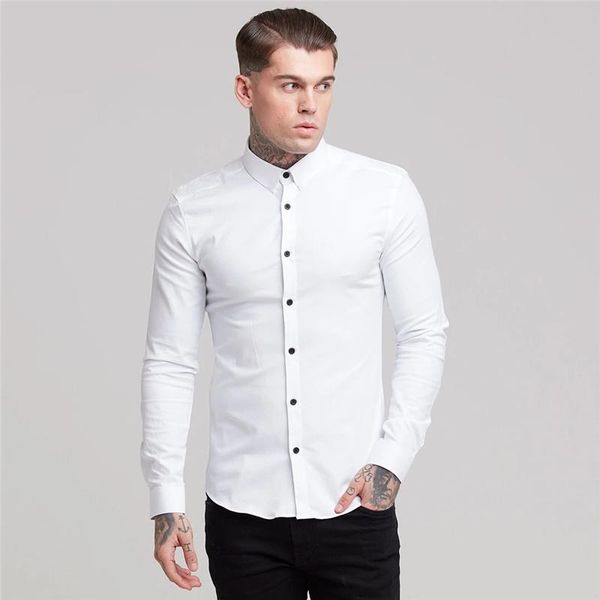 

men's casual shirts spring & autumn long-sleeved shirt slim professional formal wear white business trend solid color, White;black