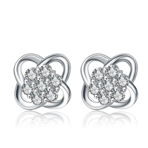 

other drop sales jewelry retailer sterling silver promise quality flower earrings stud zircon s925 lover ew47, Golden;silver