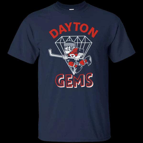 

datyon, gems, retro, hockey, 1970's, ihl, jersey logo, throwback, t-shirt, White;black
