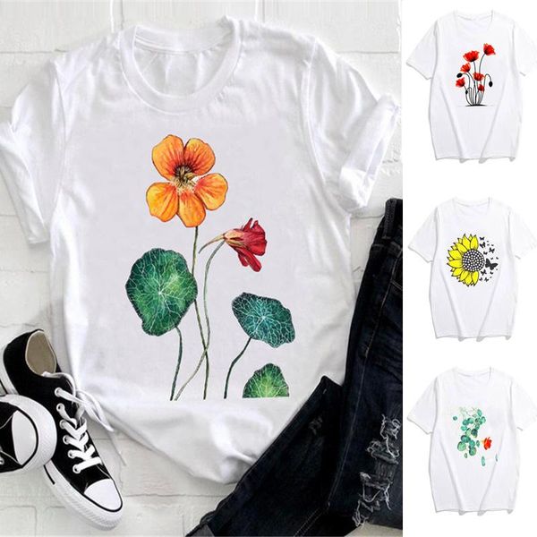 

women 2021 feather bird short sleeve printing spring fashion lady clothes print tshirt female tee ladies graphic t-shirt women's, White