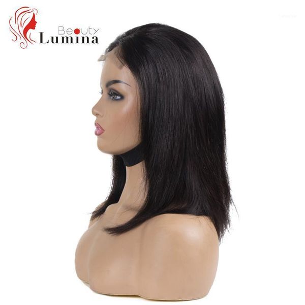 

4x4 short bob wigs lace closure wig human hair straight preplucked hairline brazilian front beauty lumina hair1, Black;brown