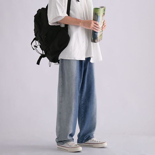 

wide leg jeans mens fashion retro harajuku baggy jeans men streetwear loose hip-hop straight-leg denim trousers mens s-2xl, Blue