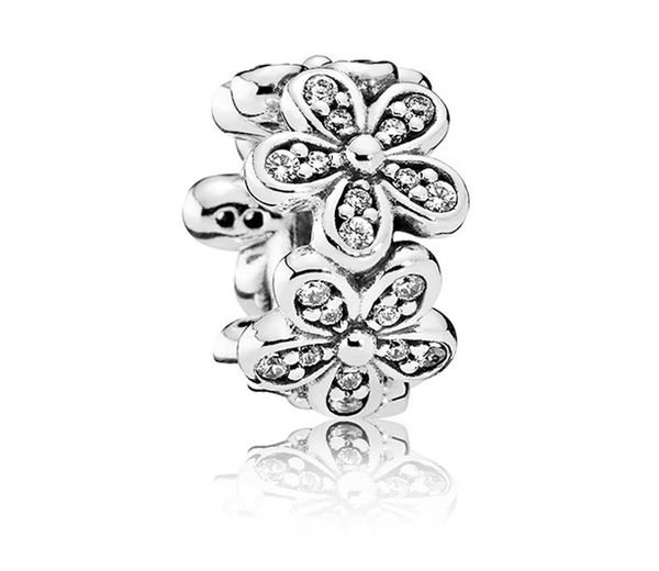 

fits pandora bracelets 20pcs daisy flower magnolia crystal silver charms beads fits pandora charms bracelet necklace for jewelry making 925, Black