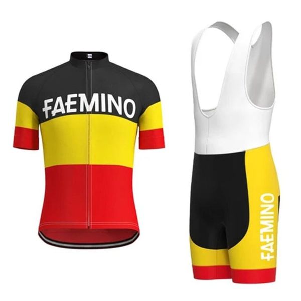 

racing sets 2021 faemino-faema retro cycling jersey suit men's short-sleeved shirt bib pants lightweight perspiration team bicycle, Black;blue