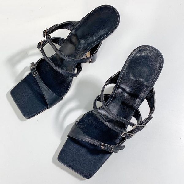 

dress shoes summer women female career sandals ladies square toe sandalias high heels chaussure fashion white sandales outdoor, Black