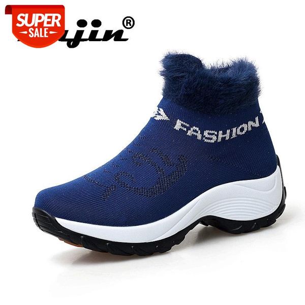 

fujin winter flying woven plus velvet cotton shoes dropshipping female mother shoes keep warm non-slip thick-soled rocking #it6r