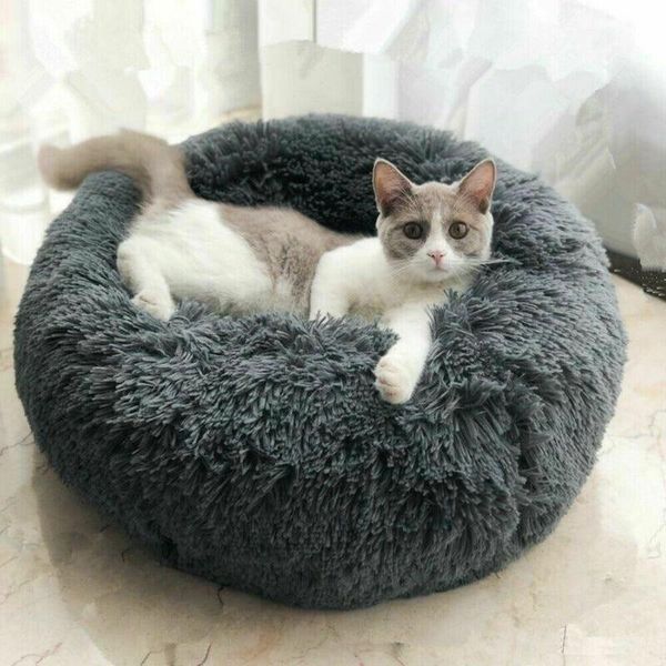 

cat beds & furniture pet dog calming bed warm plush round nest comfy sleeping kennel cave