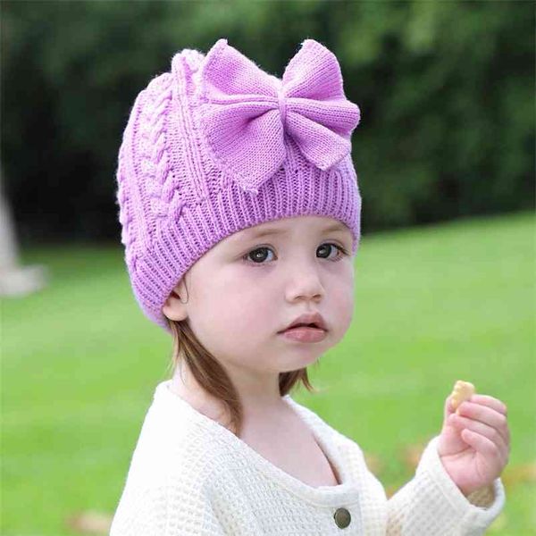 

ins kids girls corchet knitted winter beanie hats with side bow twist braid slouchy knit skull caps headband hair wraps warm knitting outdoo