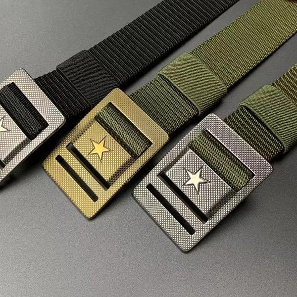 

outdoor lover civilian style tc4 titanium buckle with camouflage woven inner belt nylon belts, Black;brown