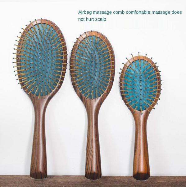 

hair brushes does not hurt beech wood airbag comb oval hairdressing air cushion smooth anti-static solid massage, Silver