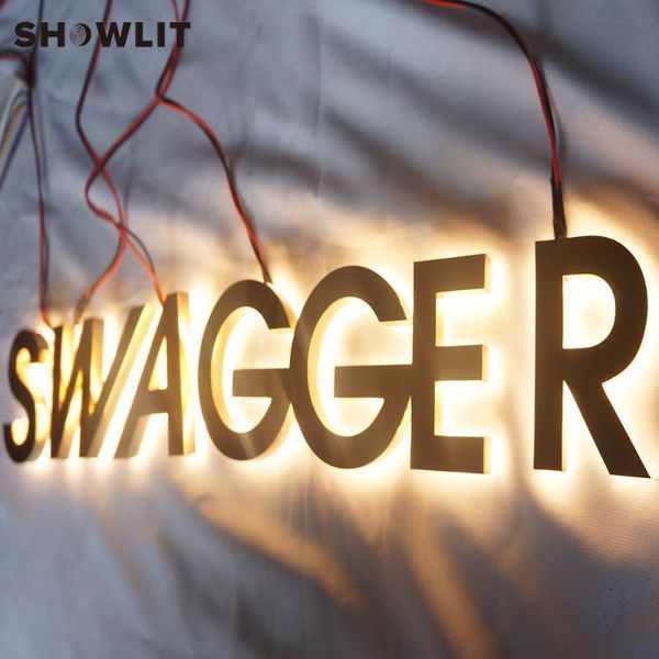 

other door hardware backlit mirror gold steel logo custom made polished signs golden light up