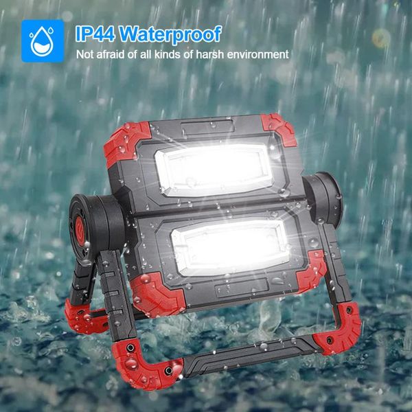 

portable lanterns 20w 2*cob led spotlight searchlight folding rotary waterproof work light use 4* battery for repairing camping