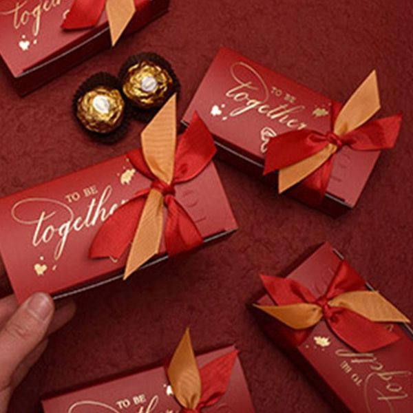 

gift wrap 5pcs/set gold words candy box with ribbon foil elegant wedding birthday party baby shower package case