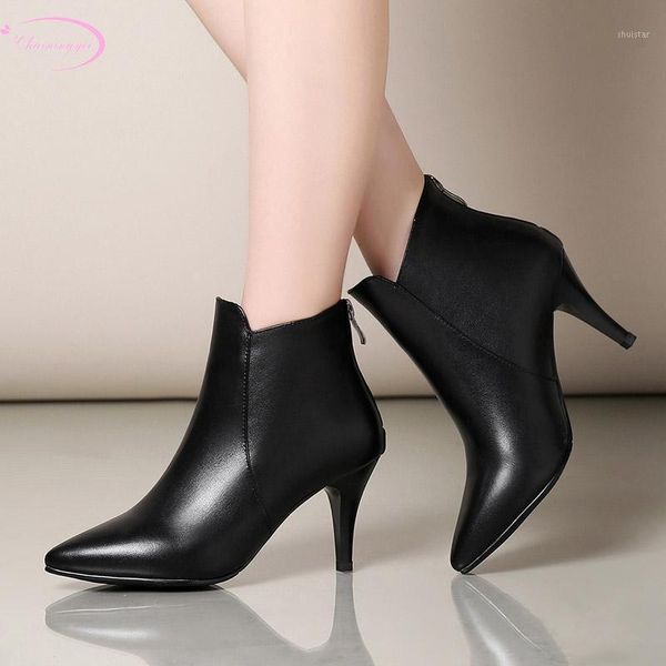 

boots british college pointed toe real leather autumn ankle zipper black high-heeled stiletto riding women's shoes1