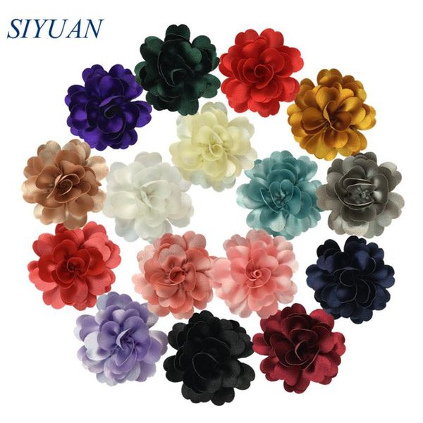 

120pcs/lot 3''fabric crystal crepe flower with hair clip superb rolled silk accessories wedding decor th302 hairclaw, Slivery;white