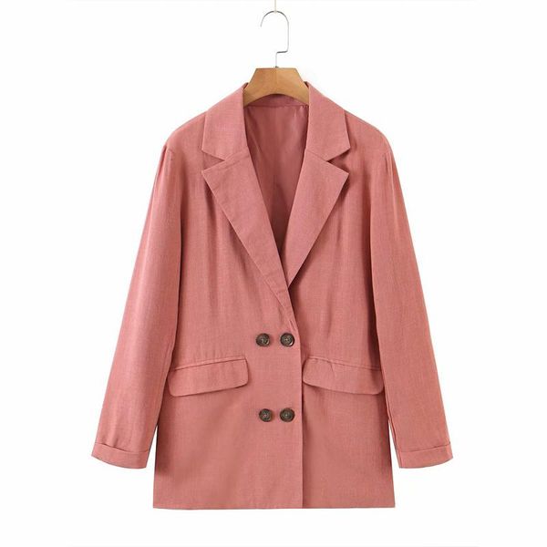 

women's suits & blazers women summer casual solid coats 2021 long sleeve notched double breasted female elegant street blazer clothes o, White;black