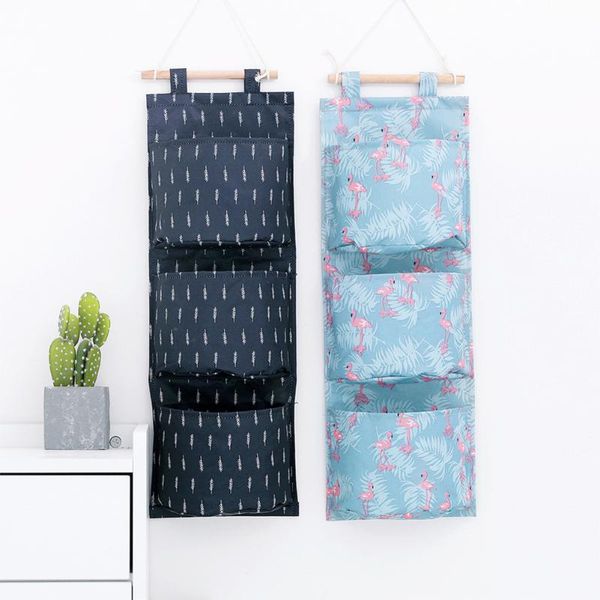 

flamingo pattern wall mounted wardrobe organizer sundries storage bag jewelry hanging pouch hang cosmetics toys bags
