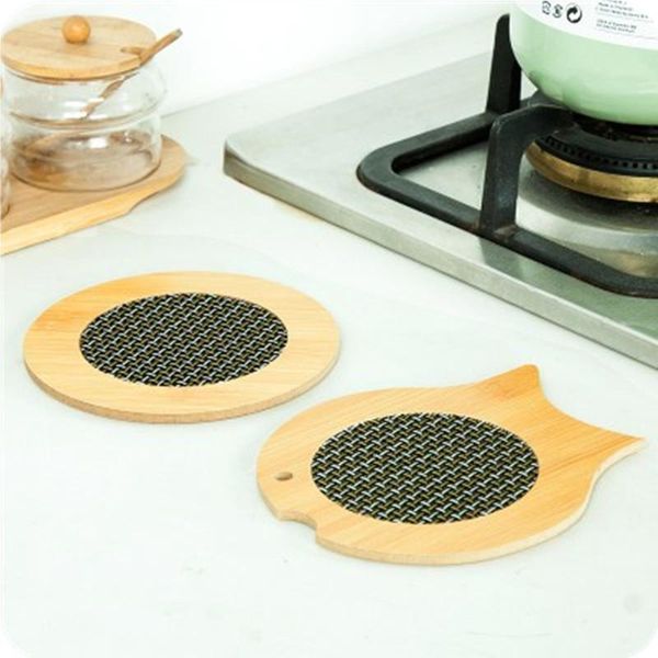 

mats & pads 1pcs eco-friendly bamboo and wood placemat anti-scalding mat creative potholder bowl casserole dish s7