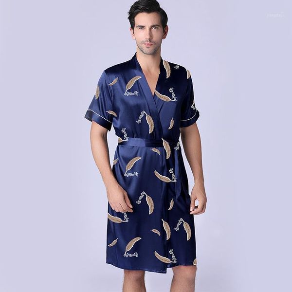 

satin nightgowns for men house robe male peignoir homme pajamas summer nightgown ice silk thin szlafrok meski 2021 men's sleepwear, Black;brown