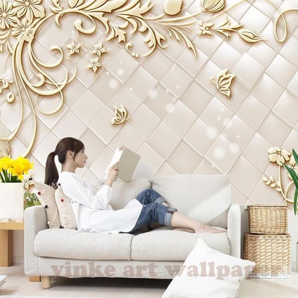 

wallpapers custom po wall papers european style 3d golden flowers murals living room tv sofa backdrop wallpaper home decor
