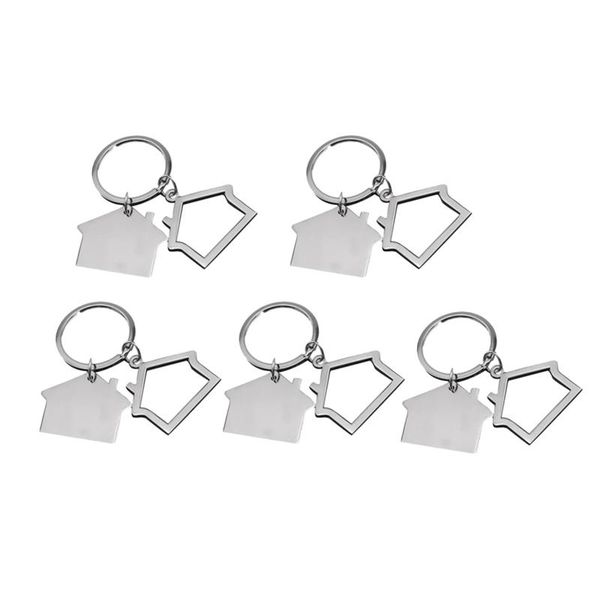 

keychains 5 pcs silver delicate modern house home keychain key chain keyring metal present gift