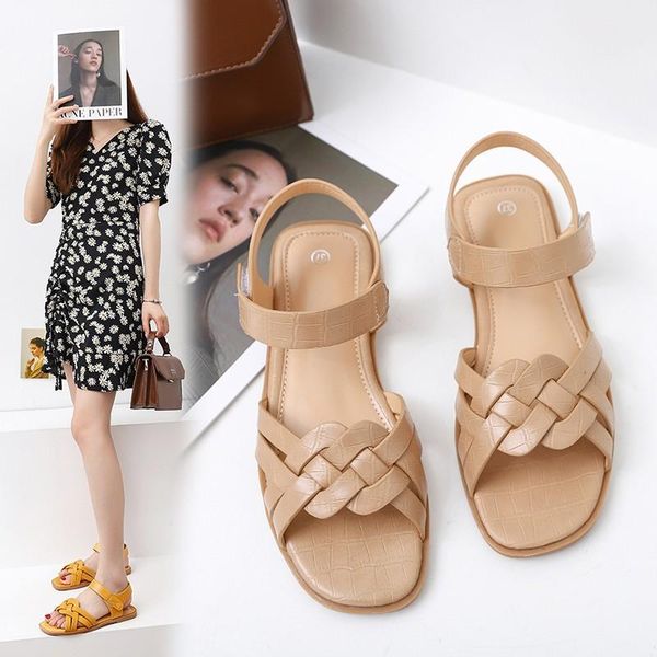 

beige heeled sandals open toe large size flat summer shoes woman soft breathable black peep big without 2021 low clear beach co