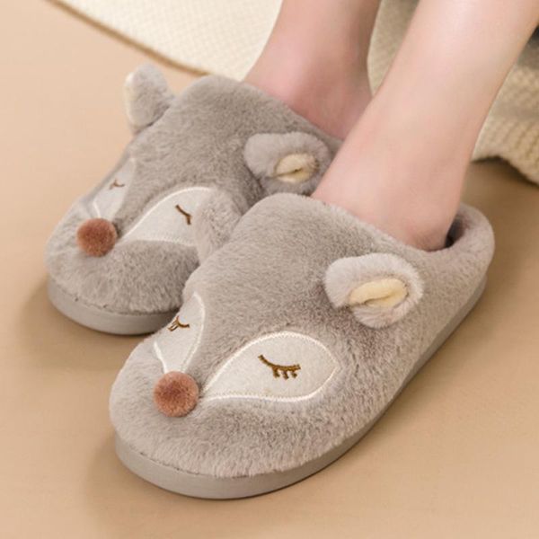 

house cute women fur slippers winter warm plush bedroom ladies flat shoes indoor memory foam fluffy female, Black