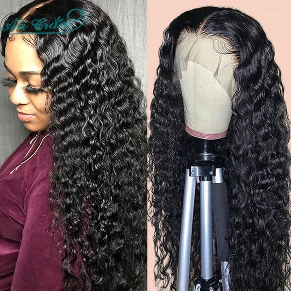 

ali grace wigs brazilian deep wave with baby hair 5inch part lace pre plucked human for women1, Black;brown