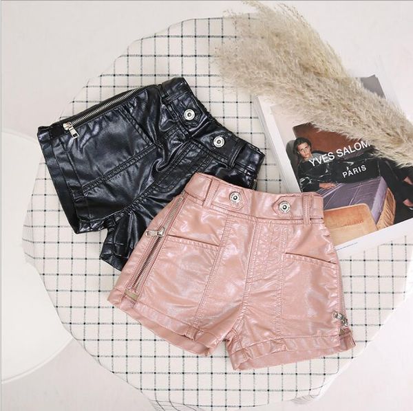 

shorts 2021 wholesale girls leather autumn fashion 3-8t f638, Black