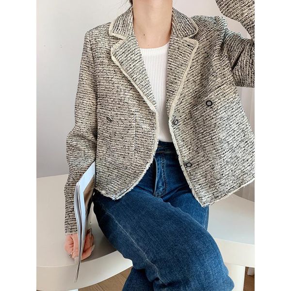 

women's suits & blazers [ewq] korea chic women 2021 autumn suit female turn down collar single breasted loose casual blazer coat fashio, White;black