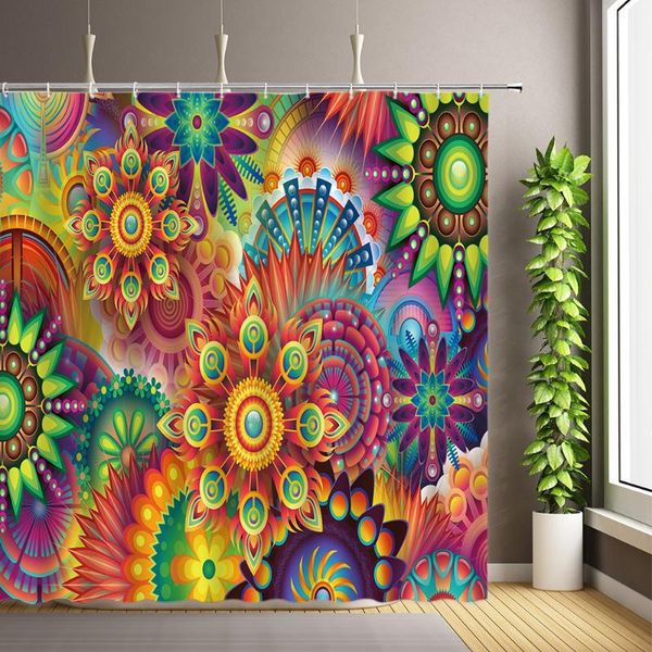 

shower curtains mandala flower geometric boho style bathroom decor curtain fabric waterproof polyester bath with hooks