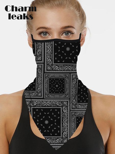 

charmleaks fashion print face mask scarf outdoor windproof cover sports neck hiking scarves cycling caps & masks, Black