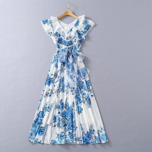 

casual dresses european and american women's clothing new style for spring lace flounce v-neck floral print lace-up fashion dress j3rc, Black;gray