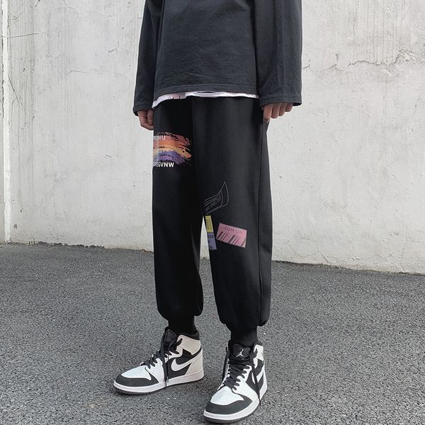 

pants basketball trendy men's legging casual loose winter, Black