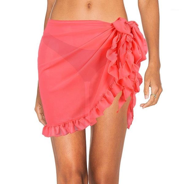 

women beach skirt ruffles sarong bikini cover up chiffon wrap skirts swimwear fashion beachwear women's, White;black