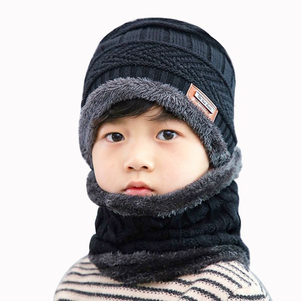 

wide brim hats parent-child winter knitted thick and warm men women autumn beanie hat children wool ski beanies balaclava gorras 4, Blue;gray