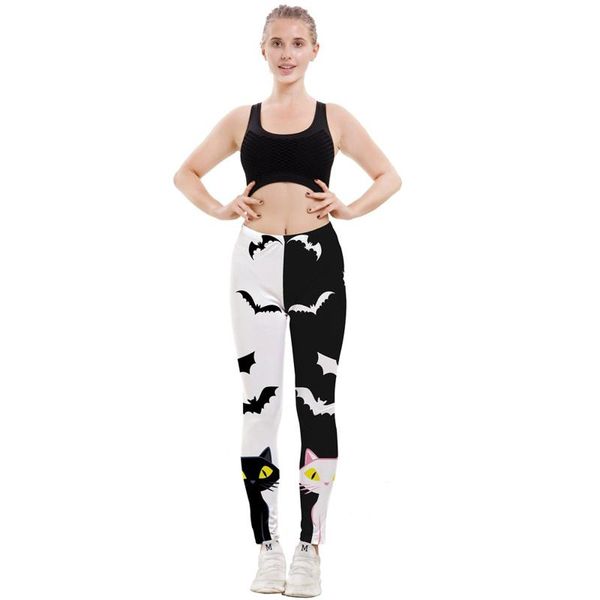 

women's pants & capris goth creativity halloween women pant 2021 pumpkin ghost skull leggings print bottoms casual printed slim trouser, Black;white