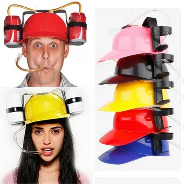 

party hats beverage helmet toy prop for birthday hat beer dual holder cap with soft straw bar fun unique game