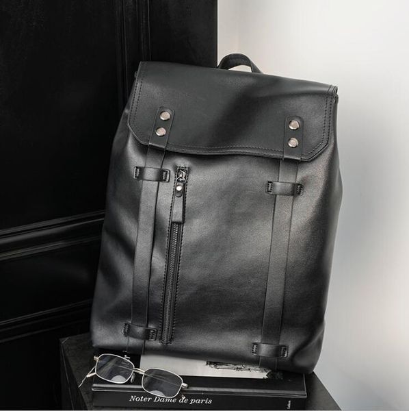 

men leather shoulder bag outdoor sports portable leisure travel handbag simple atmospheric printing fashion student backpacks personality pl