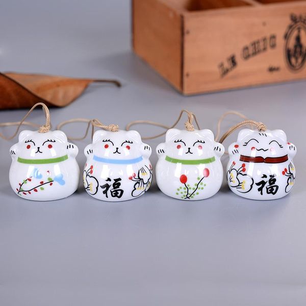 

ceramic lucky cat pendant wind chimes car ornament hanging figurine home decor ow decorative objects & figurines
