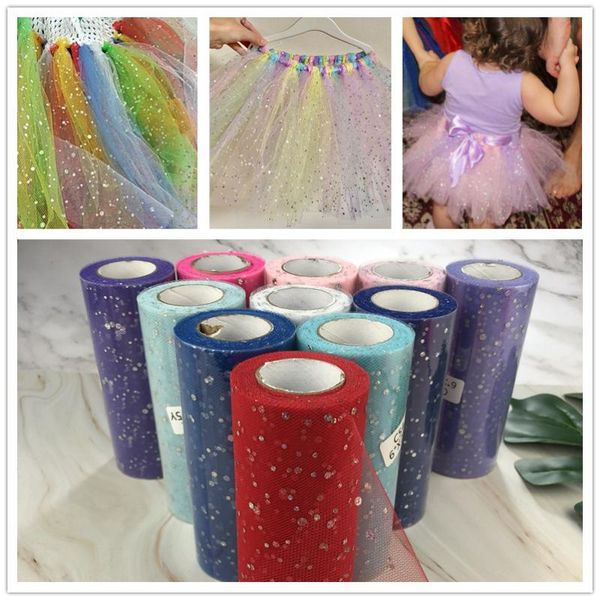 

party decoration 10 yards 15cm glitter sequin tulle roll tutu fabric wedding organza laser diy crafts birthday supplies decor .