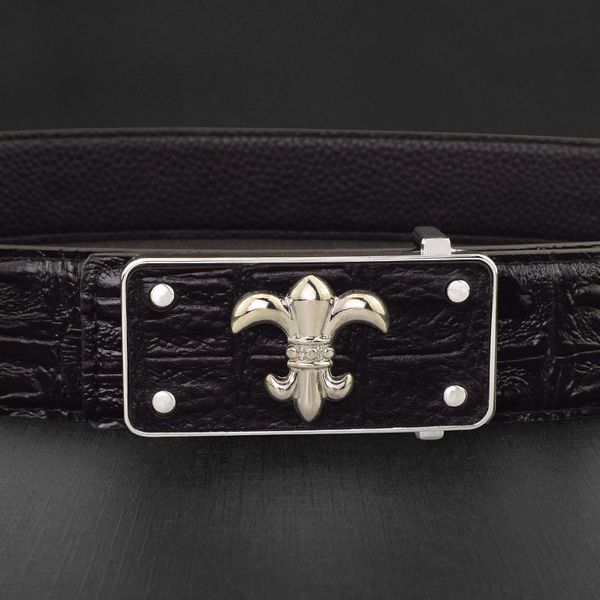 

luxury brand belt grey belt men's leather smooth buckle fashion korean version personality young crowd brand pants, Black;brown