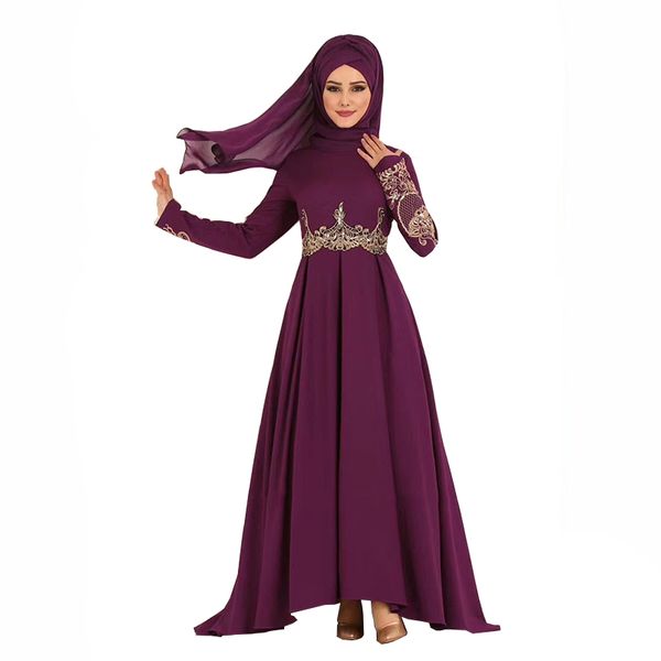 

muslim dress high waist elegant temperament big swing dress plus size dress arabe dresses for women jelaba femme musulman robe l, Red