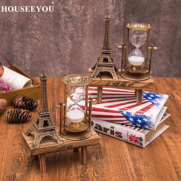 

other clocks & accessories creative gifts retro eiffel tower hourglass decoration ornament on desksimple modern home study wooden pendul