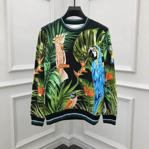 

men's hoodies & sweatshirts mode birds print high-quality male casual hoodie c522 cotton, Black