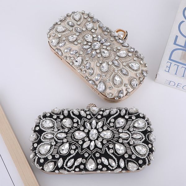 

fashion evening bag straight style, simple and able pearl , large capacity diamond inlaid women's dinner