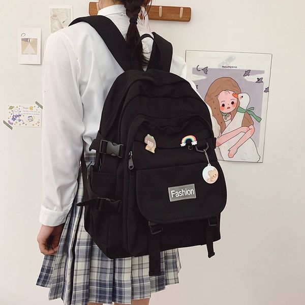 

backpack kawaii rucksack great capacity naylon school bag impermeable anti-theft woman light leisure d4z8
