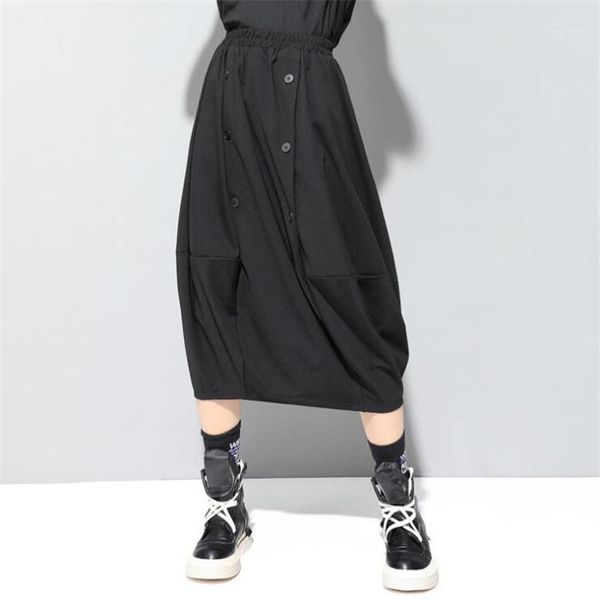 

skirts 2021 autumn women's europe and america hip hop street black style button pockets elastic skirt
