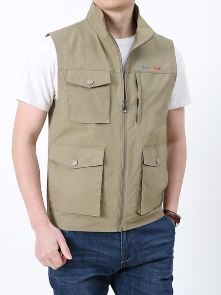 

men's vests multipockets vest jackets urban fishing quick-dry waistcoat pographer biker hiking gilet peche pockets clothes, Black;white